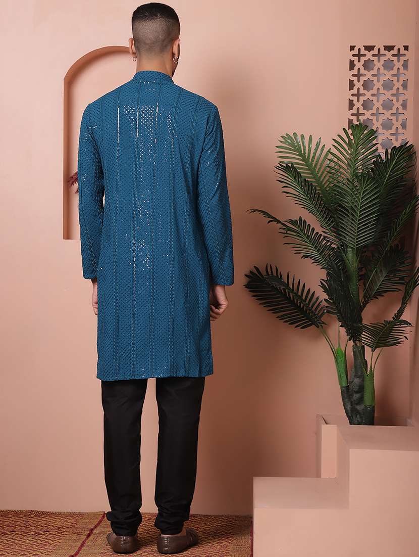 men embroidered kurta pyjama ethnic wear set - 21505420 -  Standard Image - 3