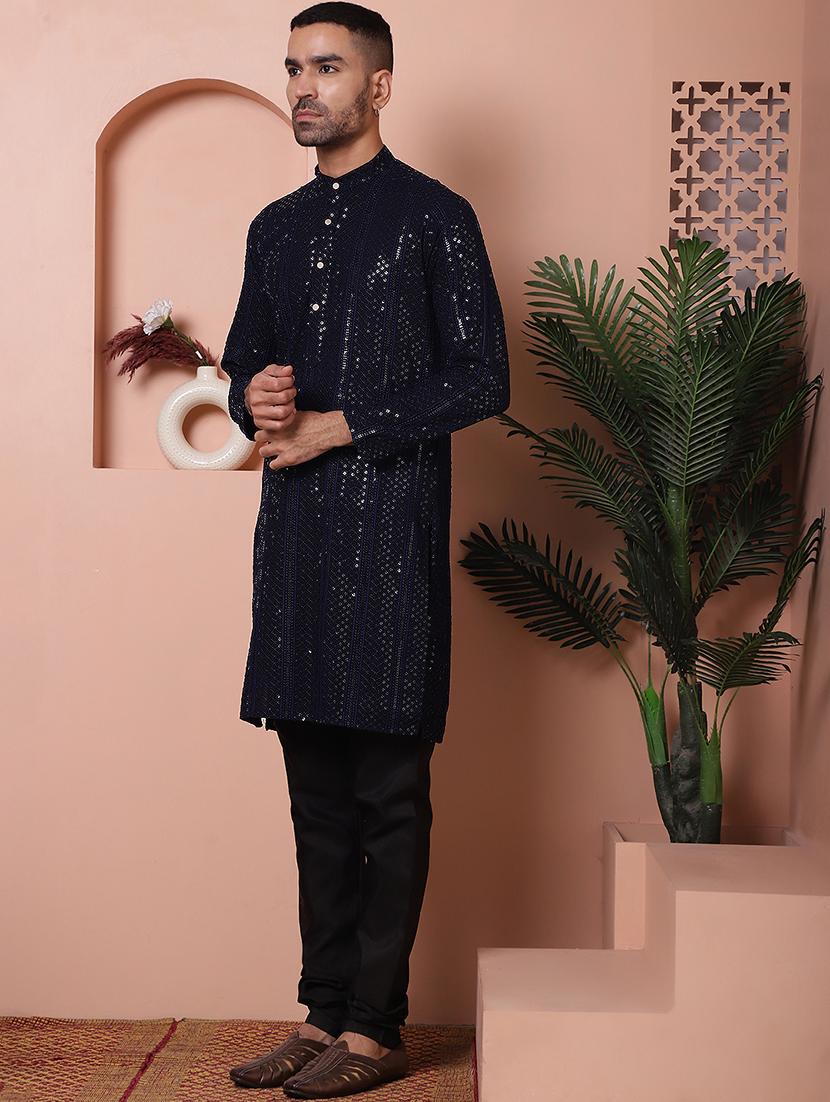 men embroidered kurta pyjama ethnic wear set - 21505421 - Standard Image - 3