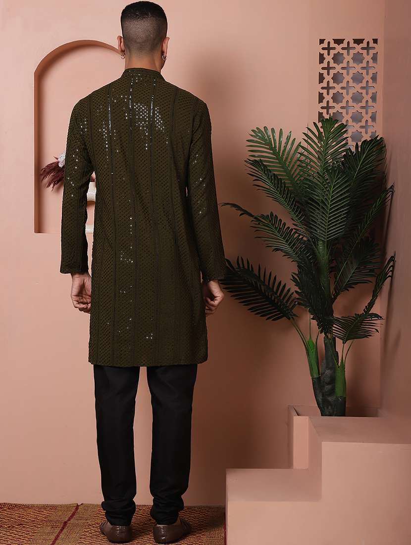 men embroidered kurta pyjama ethnic wear set - 21505422 -  Standard Image - 3