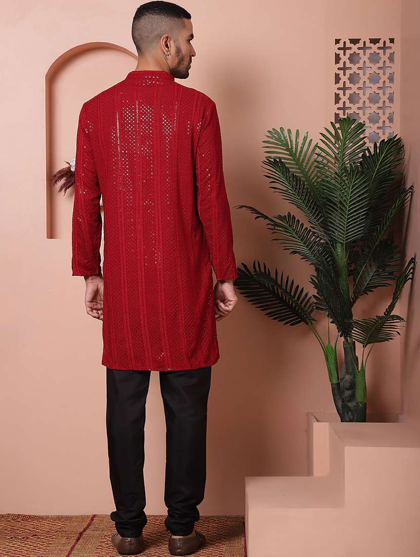 men embroidered kurta pyjama ethnic wear set - 21505423 -  Standard Image - 3