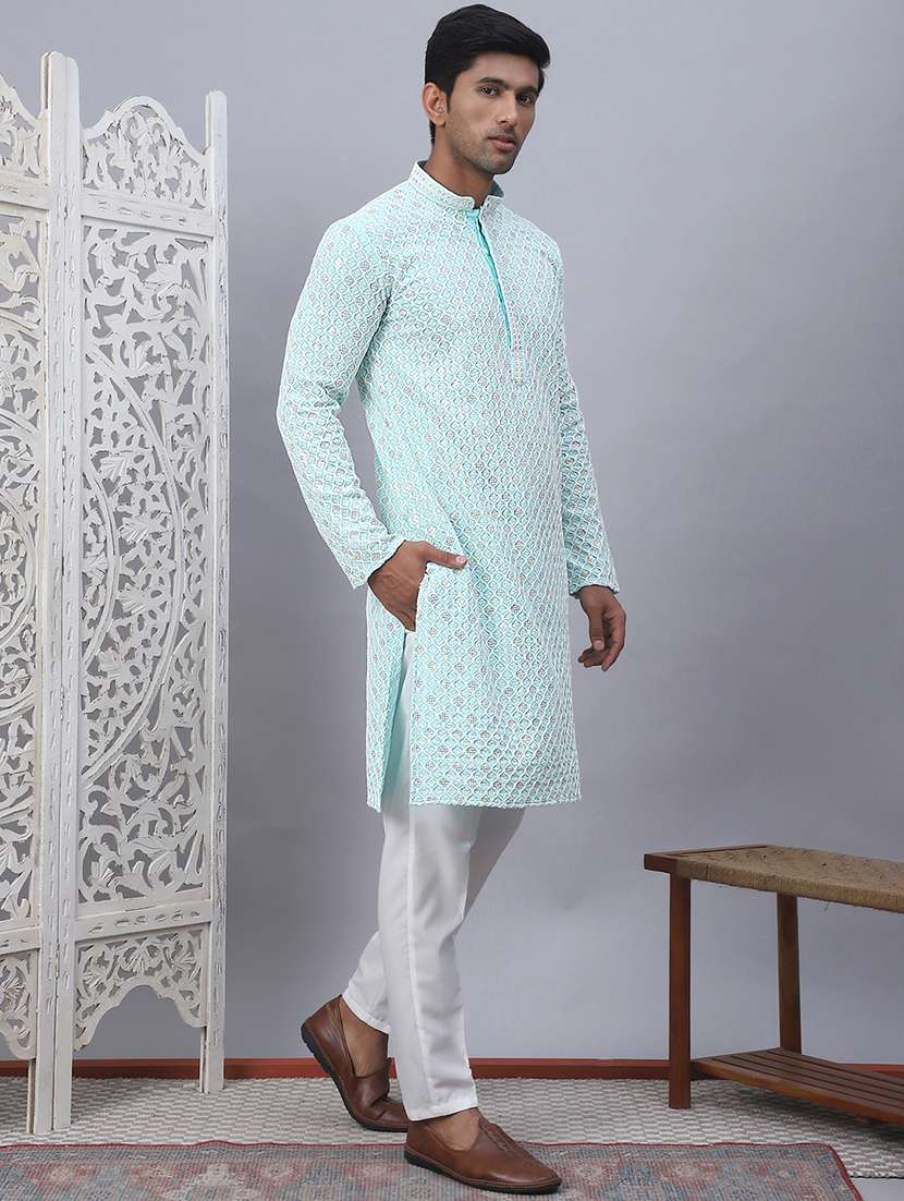 men embroidered kurta pyjama ethnic wear set - 21505426 - Standard Image - 3