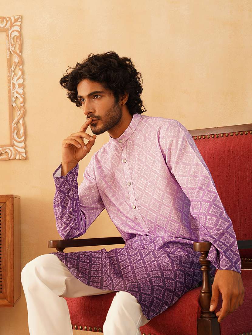 men ombre cotton kurta pyjama ethnic wear set