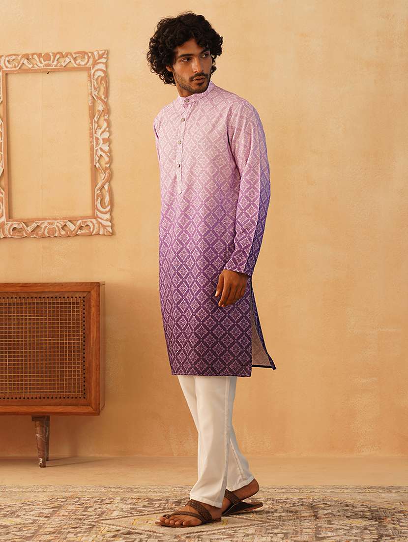 Men Ombre Cotton Kurta Pyjama Ethnic Wear Set - 21505446 -  Standard Image - 3