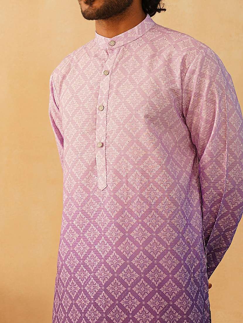 Men Ombre Cotton Kurta Pyjama Ethnic Wear Set - 21505446 -  Standard Image - 5