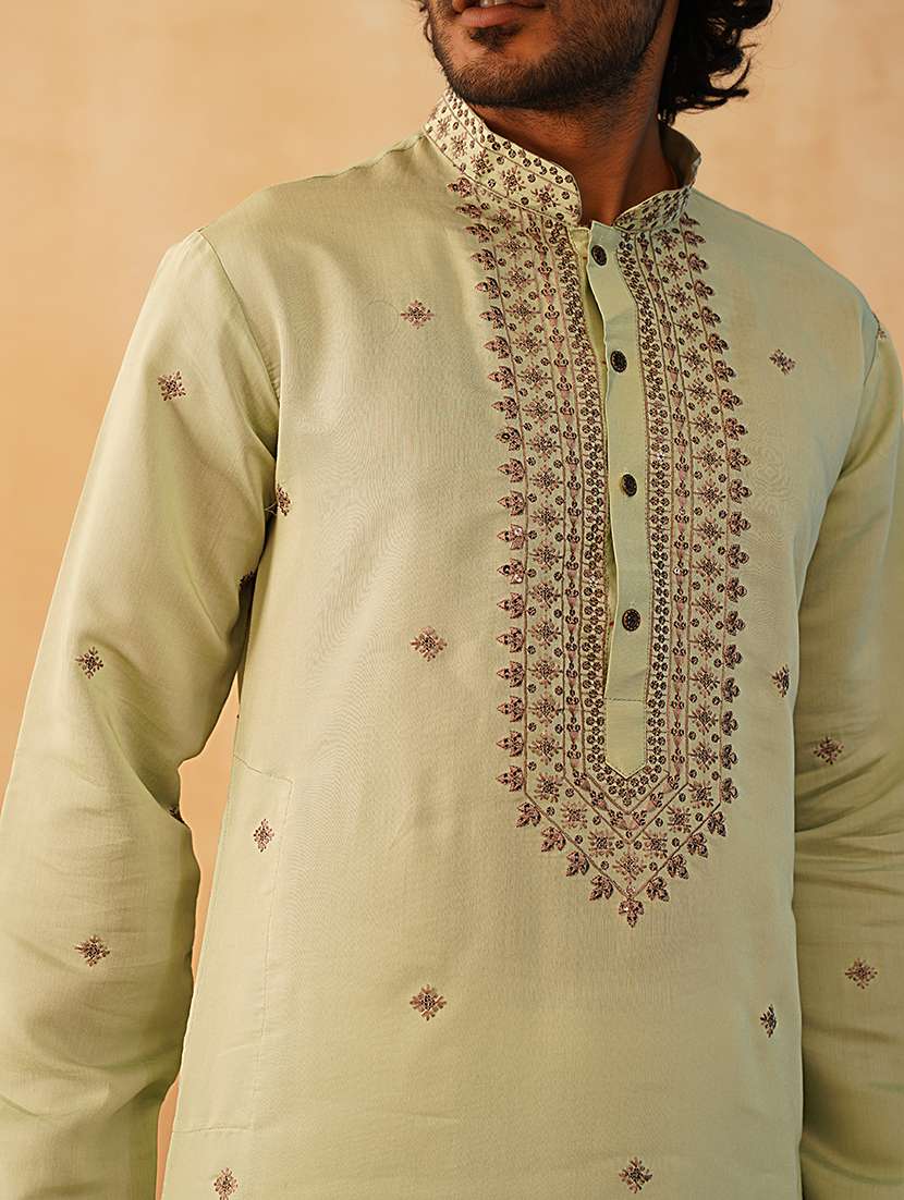 men embroidered kurta pyjama ethnic wear set - 21505448 -  Standard Image - 5