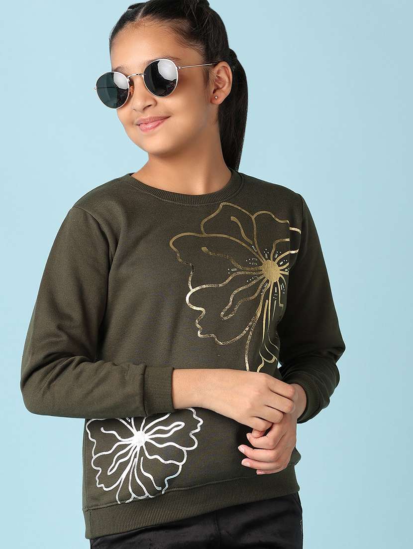 girls front print long sleeve sweatshirt