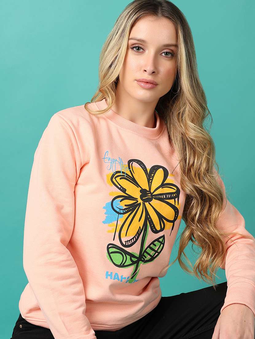 women peach front print sweatshirt - 21505505 -  Standard Image - 3