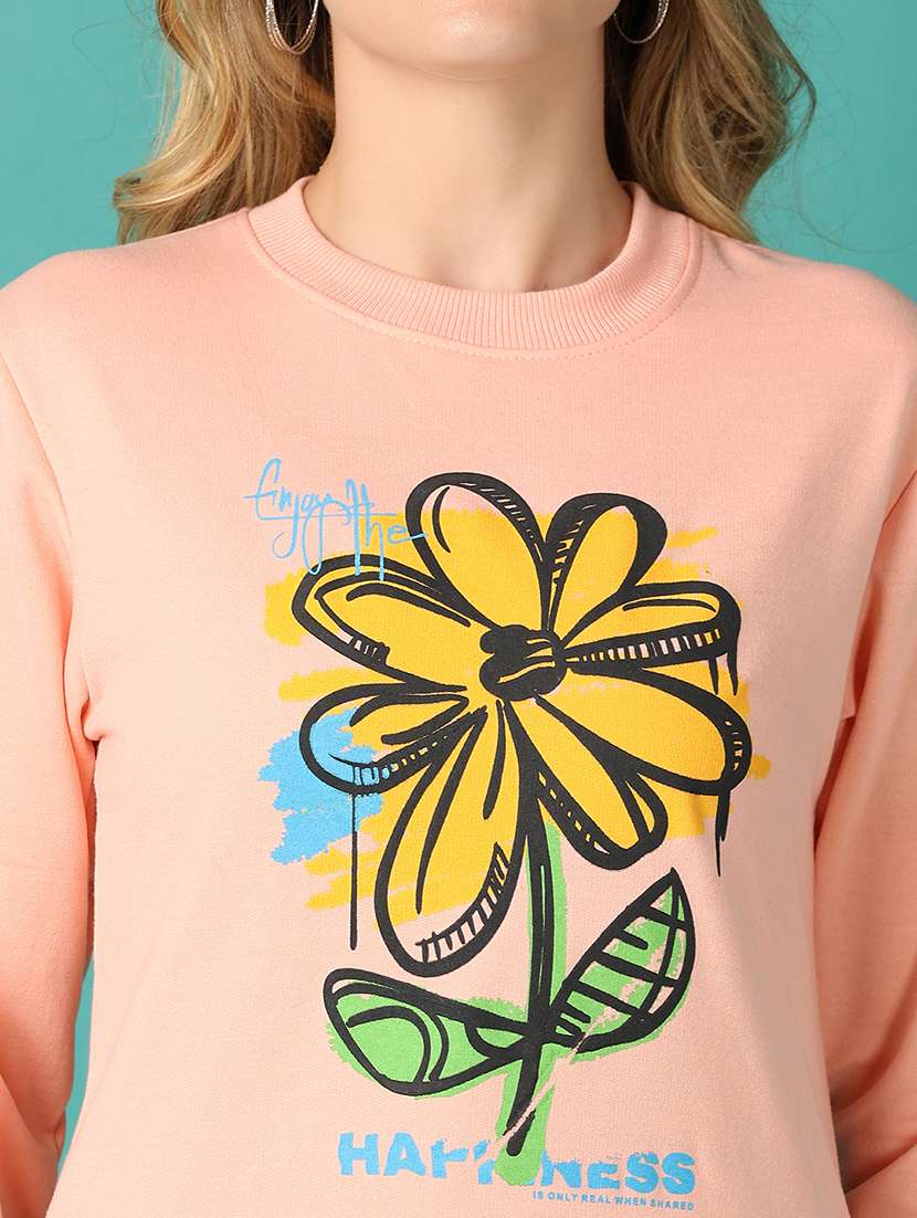women peach front print sweatshirt - 21505505 -  Standard Image - 5