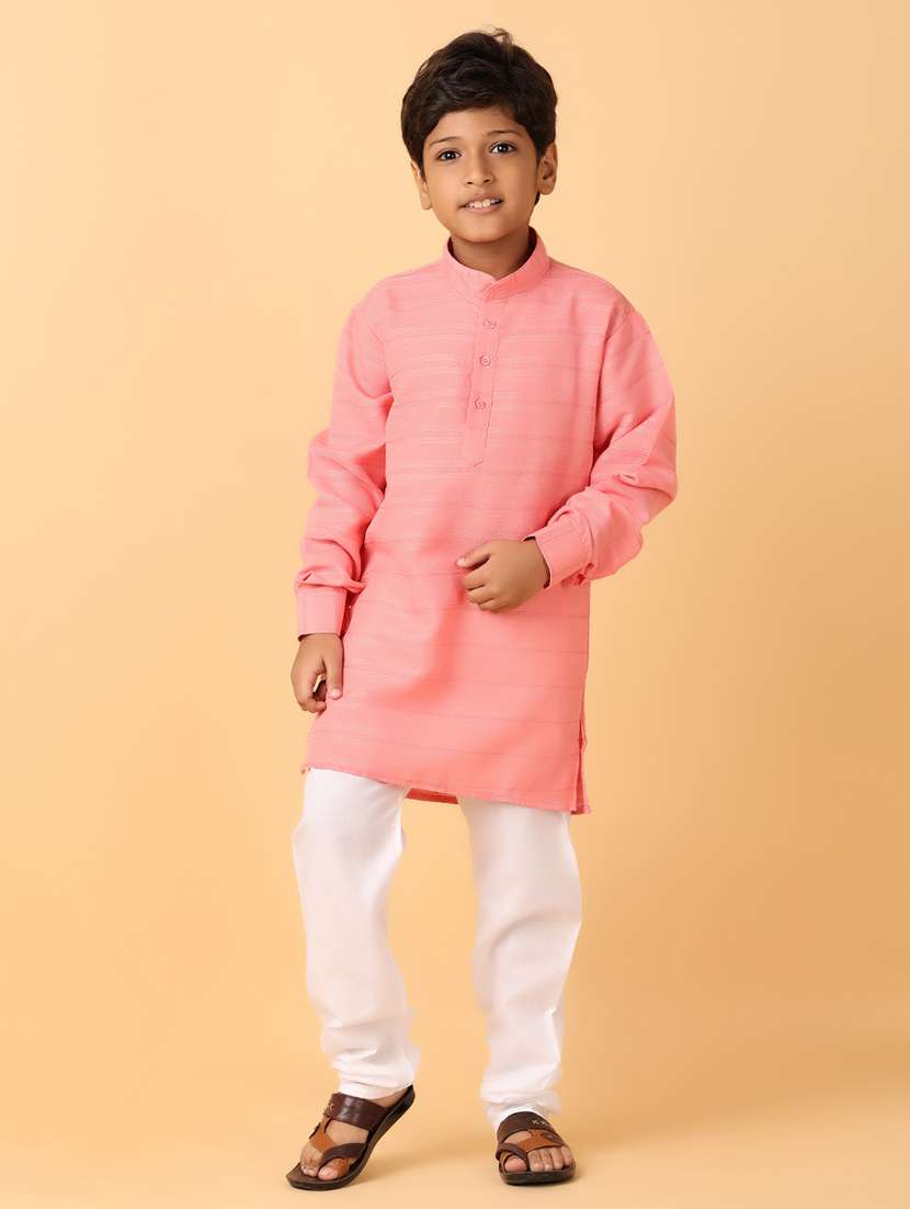boys self design mandarin neck kurta set
