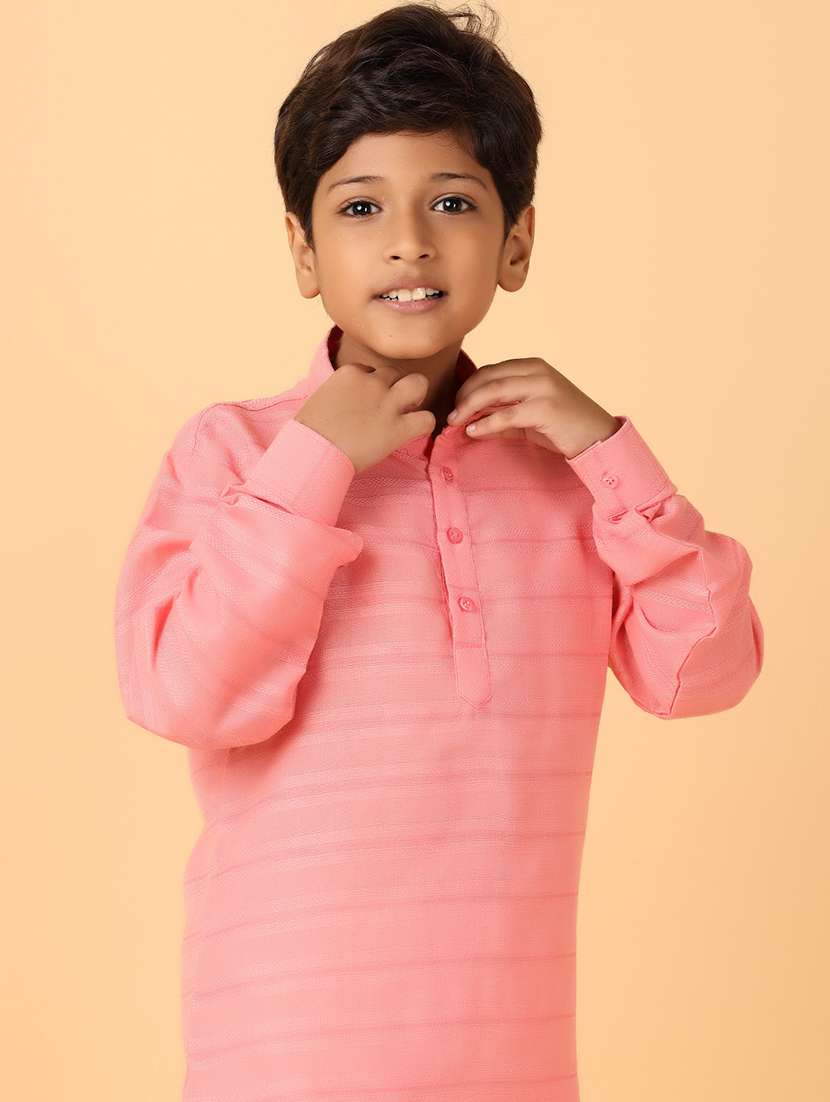 boys self design mandarin neck kurta set - 21505521 -  Standard Image - 3