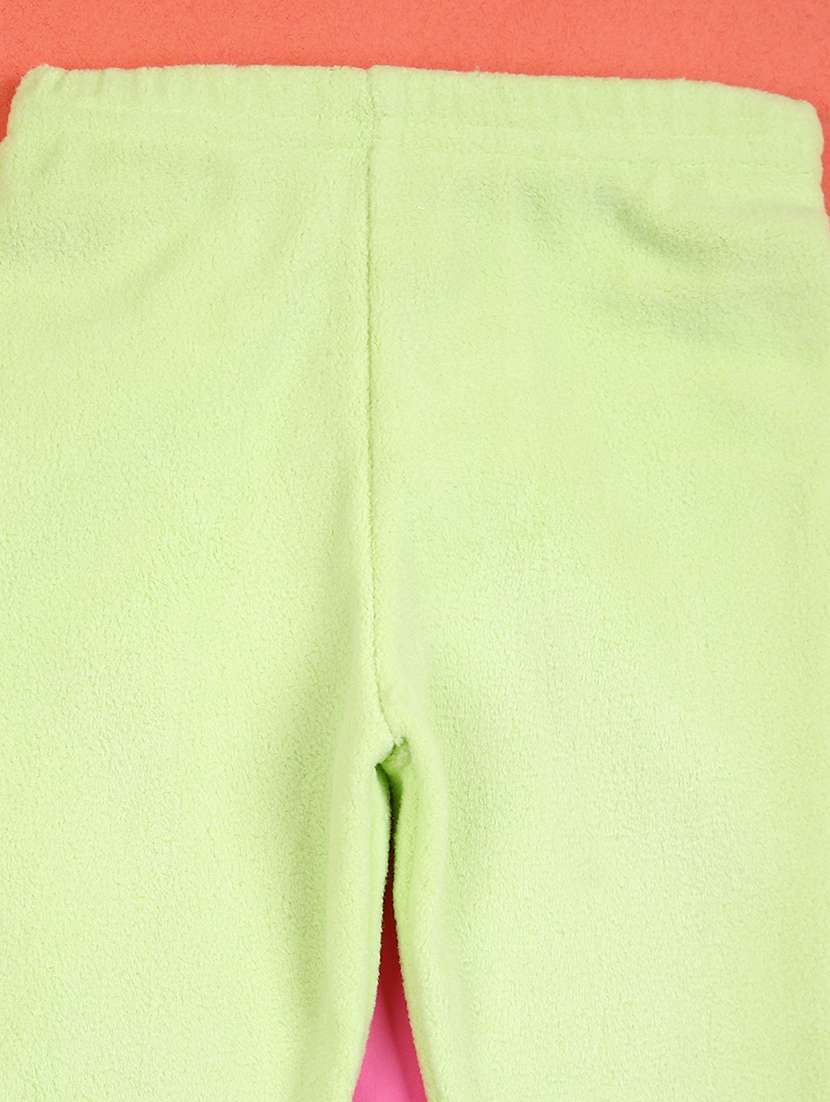 girls neo mint printed fleece full length set - 21505524 -  Standard Image - 3