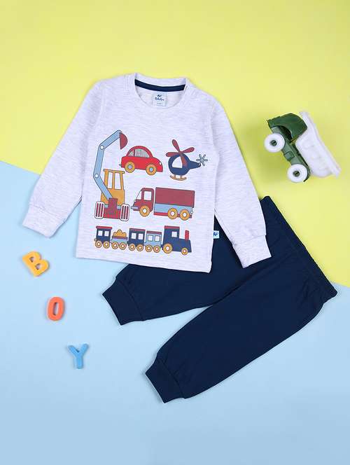 kids grey printed t-shirt & pajama - 21505527 - Standard Image - 0