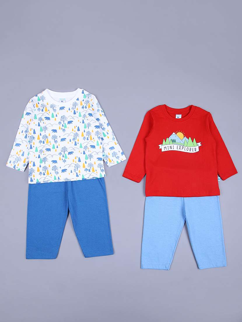 kids printed full length twin set combo