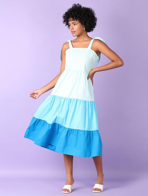 women color blocked shoulder strap dress - 21505629 - Standard Image - 0