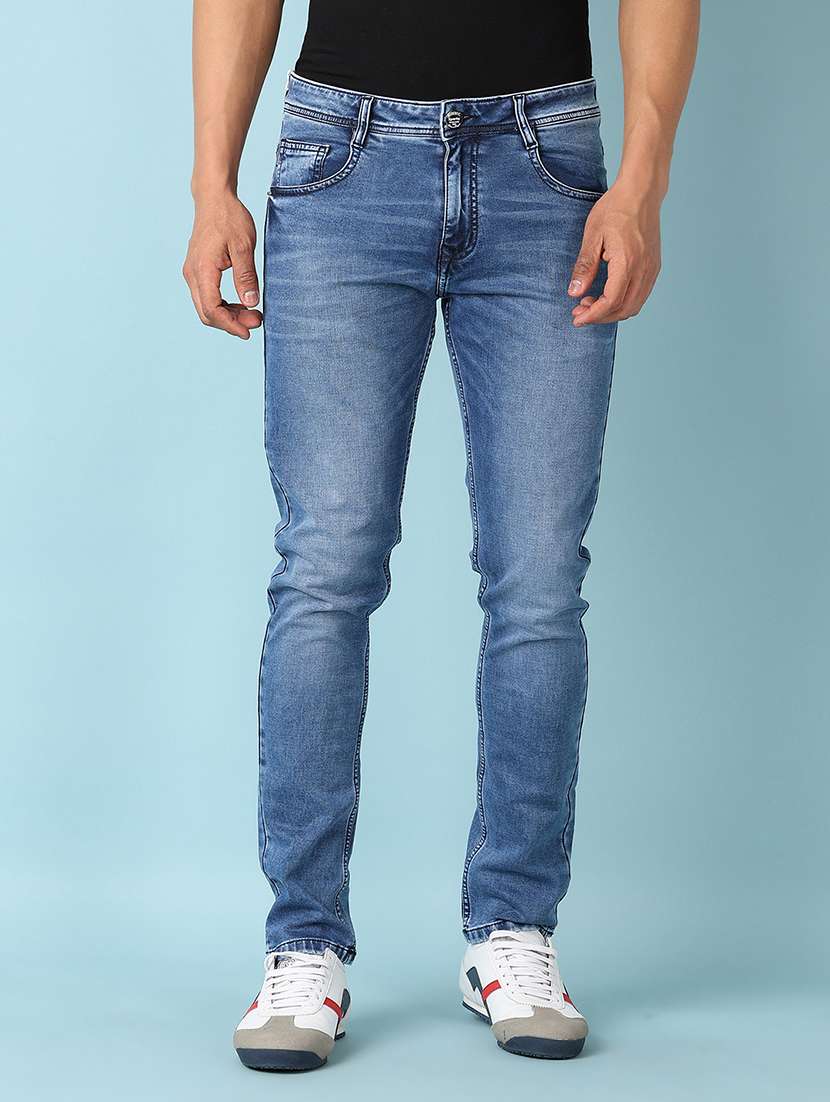 men solid mid rise slim fit jean
