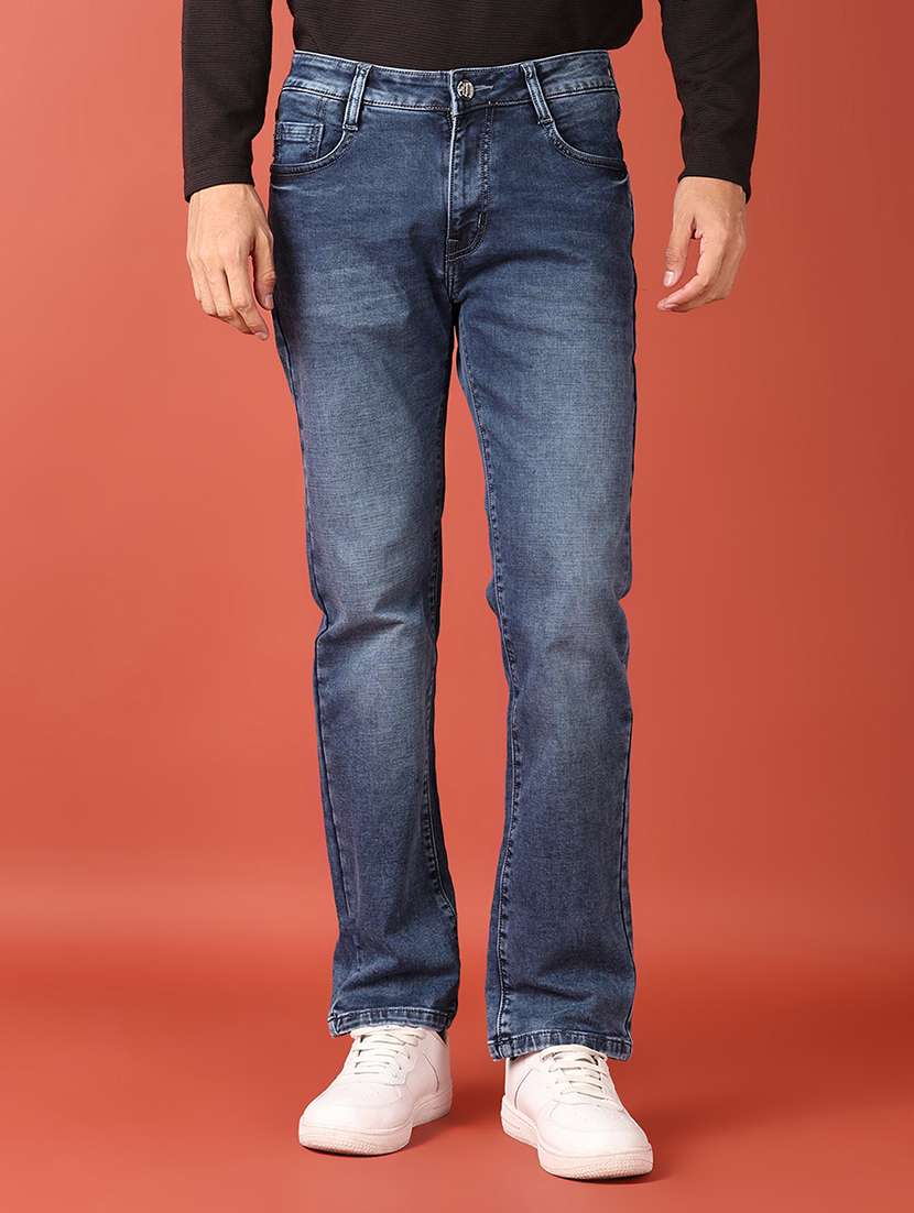 men solid mid rise slim fit jean