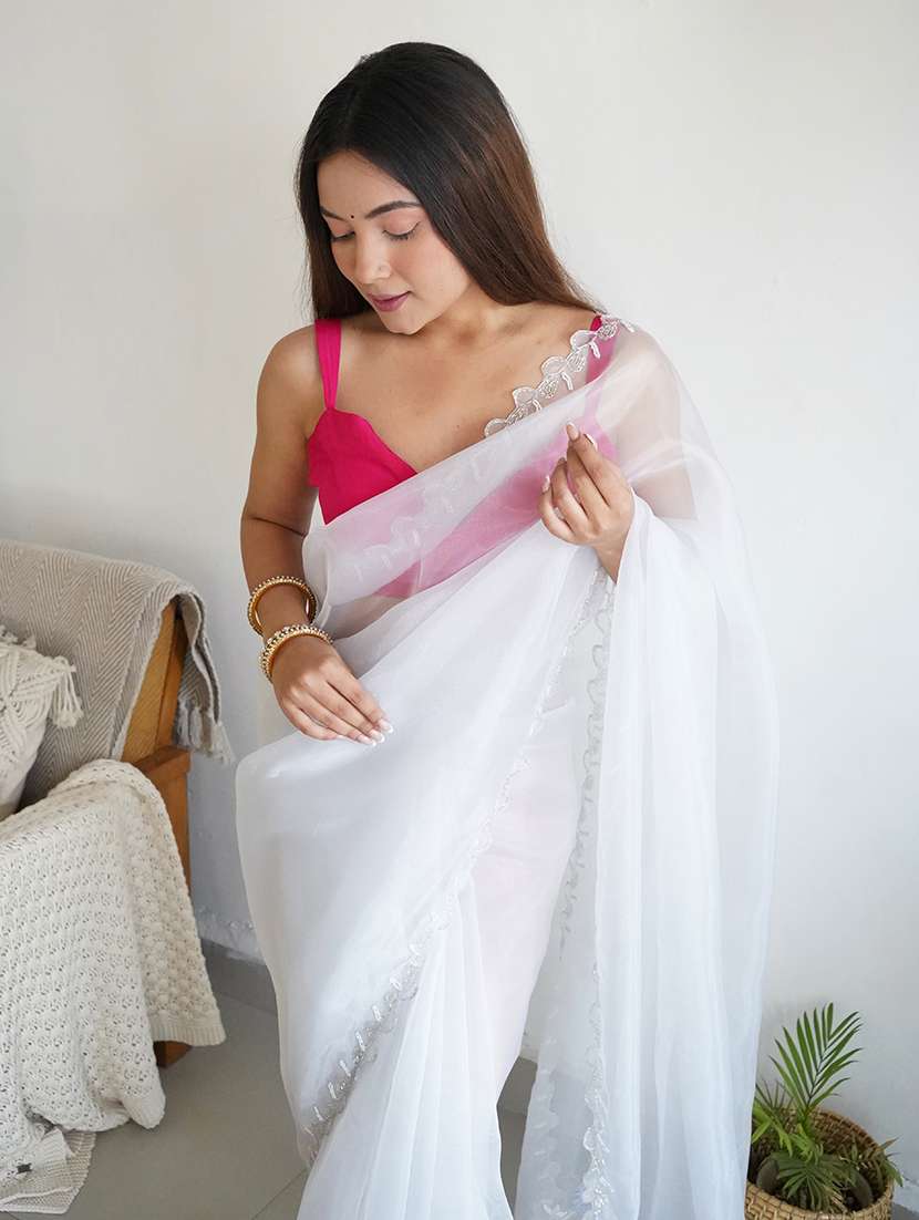 women white embroidered saree - 21506003 - Standard Image - 3