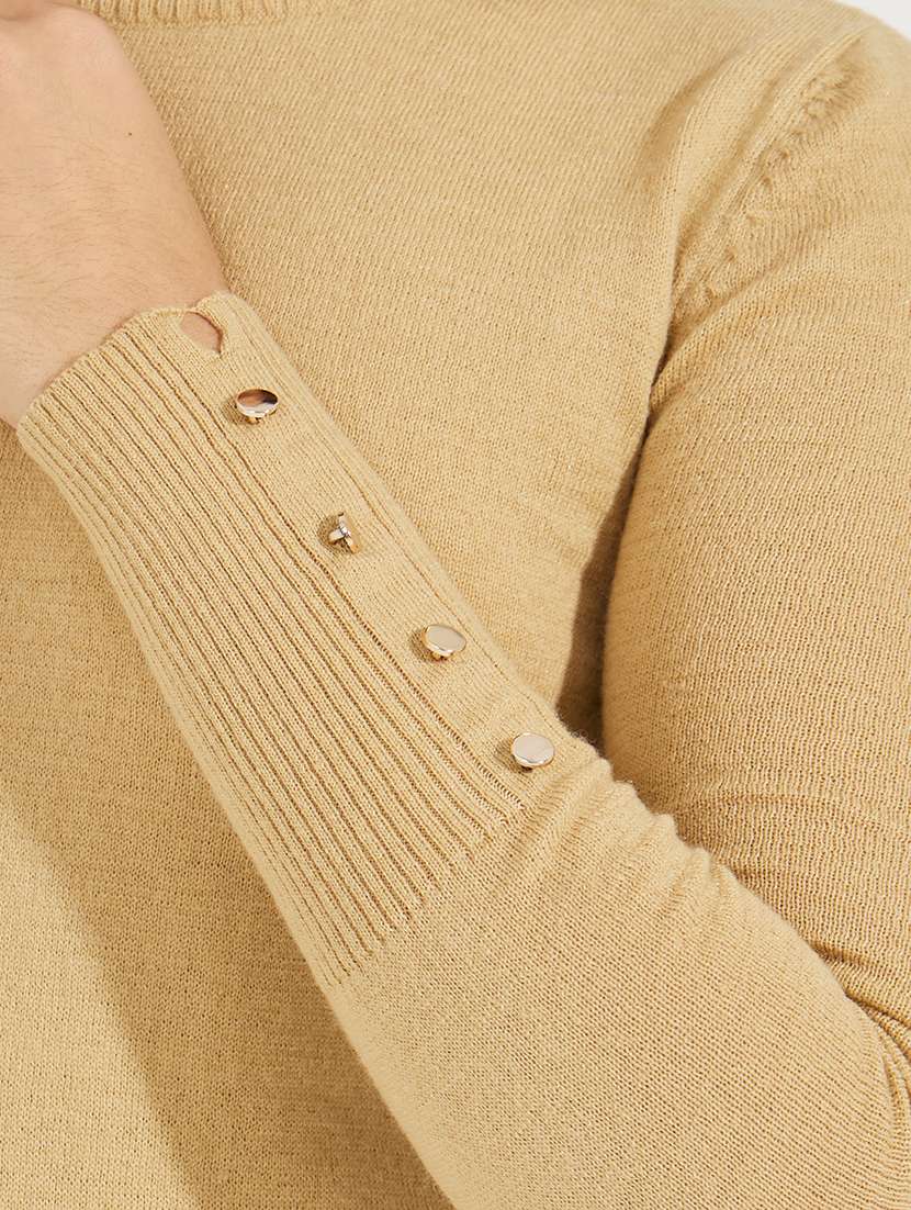 women beige acrylic plain top - 21506020 -  Standard Image - 3