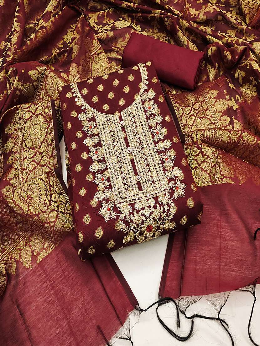 women maroon salwar suit unstitched suit - 21506055 - Zoom Image - 0