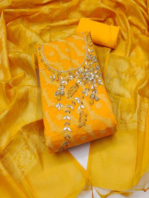 women yellow salwar suit unstitched suit - 21506069 - Standard Image - 0