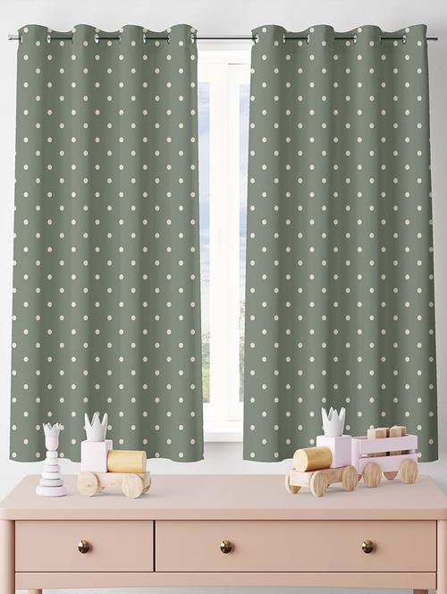 green polka dots printed curtain - 21506127 -  Standard Image - 0