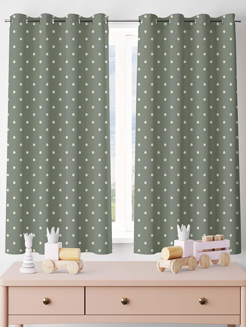 green polka dots printed curtain - 21506127 -  Zoom Image - 0