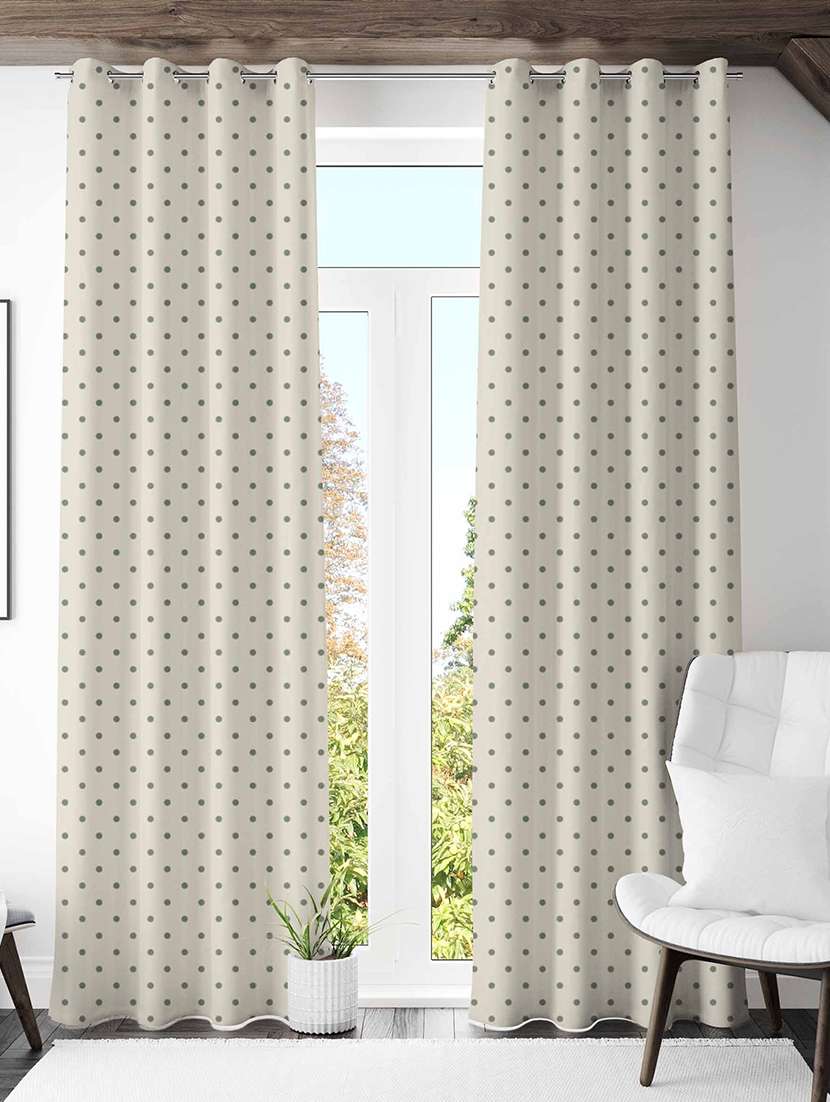 beige printed curtains
