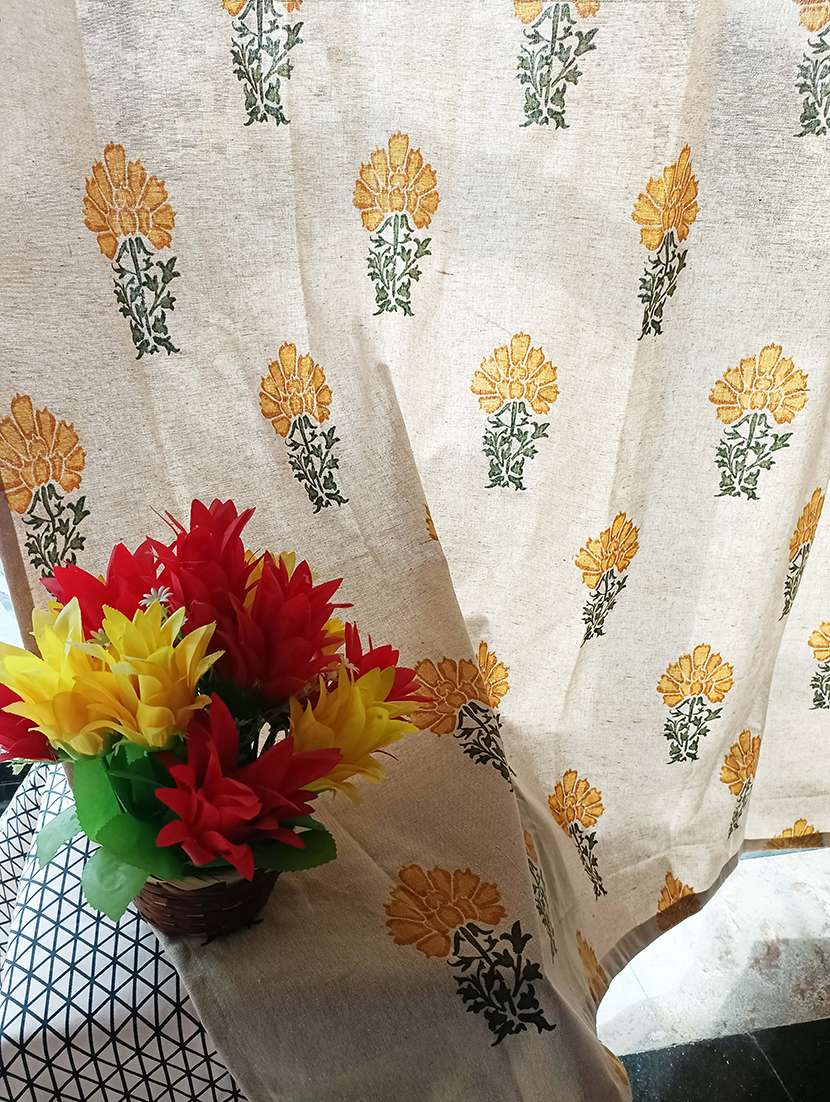beige flower printed curtains - 21506147 -  Standard Image - 3