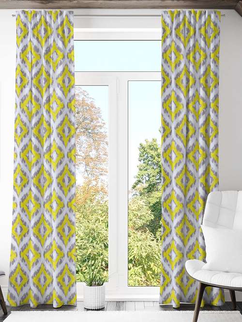 yellow printed curtains - 21506162 -  Standard Image - 0