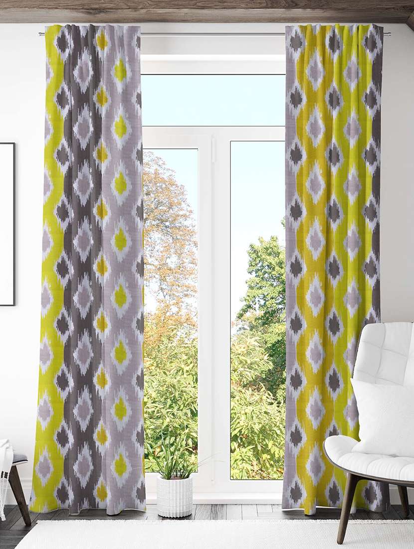 yellow printed curtains