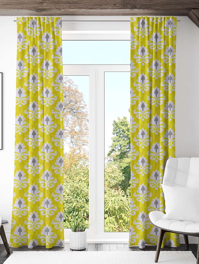 yellow printed curtains
