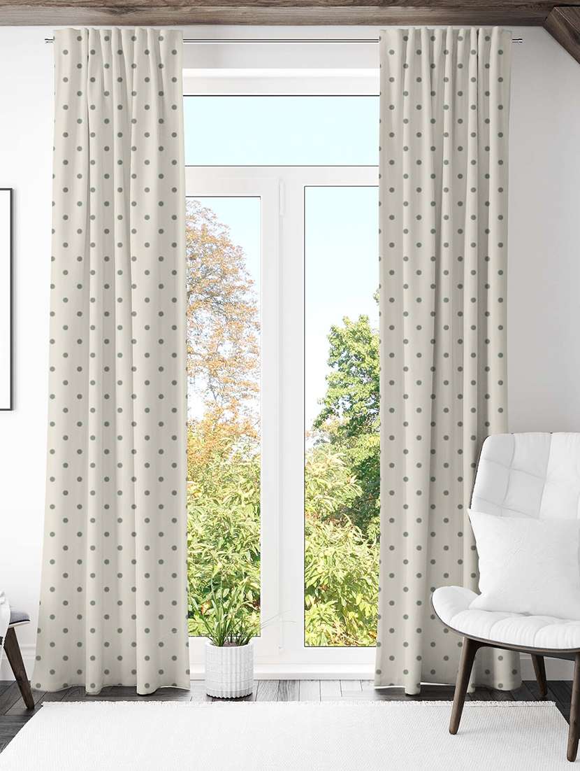 beige printed curtains
