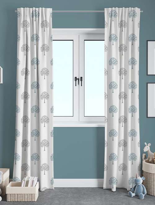 white printed curtains - 21506172 - Standard Image - 0