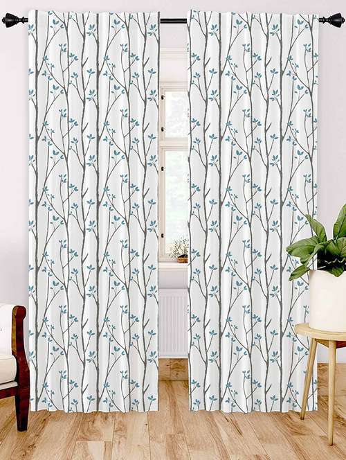 white printed curtains - 21506177 -  Standard Image - 0