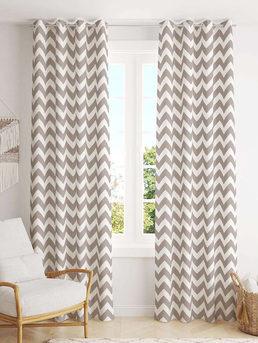 brown printed curtain
