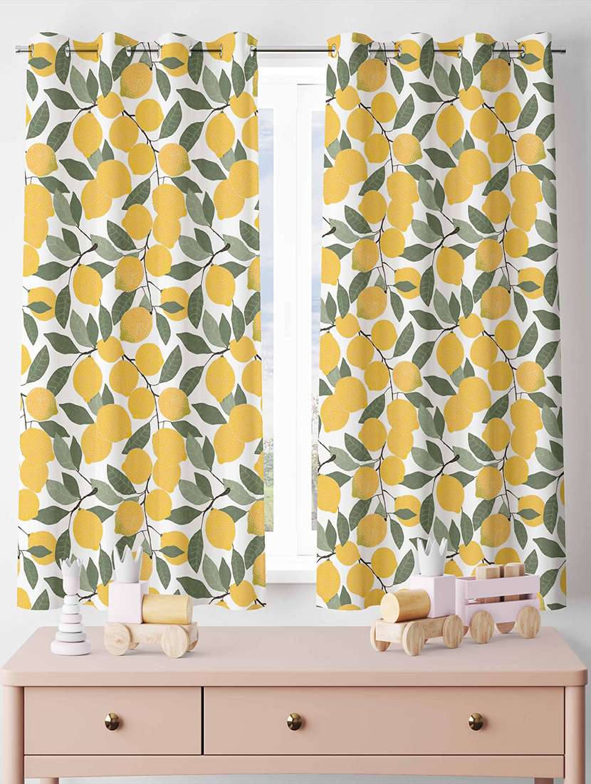white printed curtains