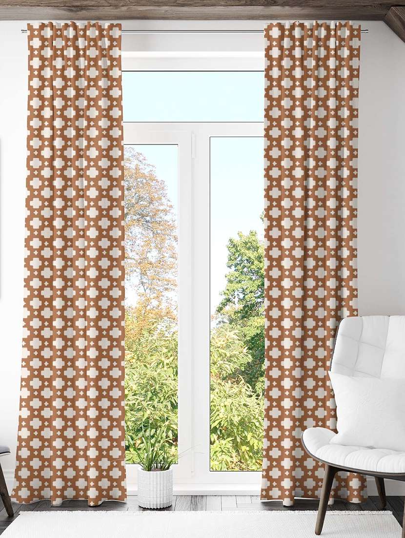 brown printed curtain - 21506198 -  Zoom Image - 0