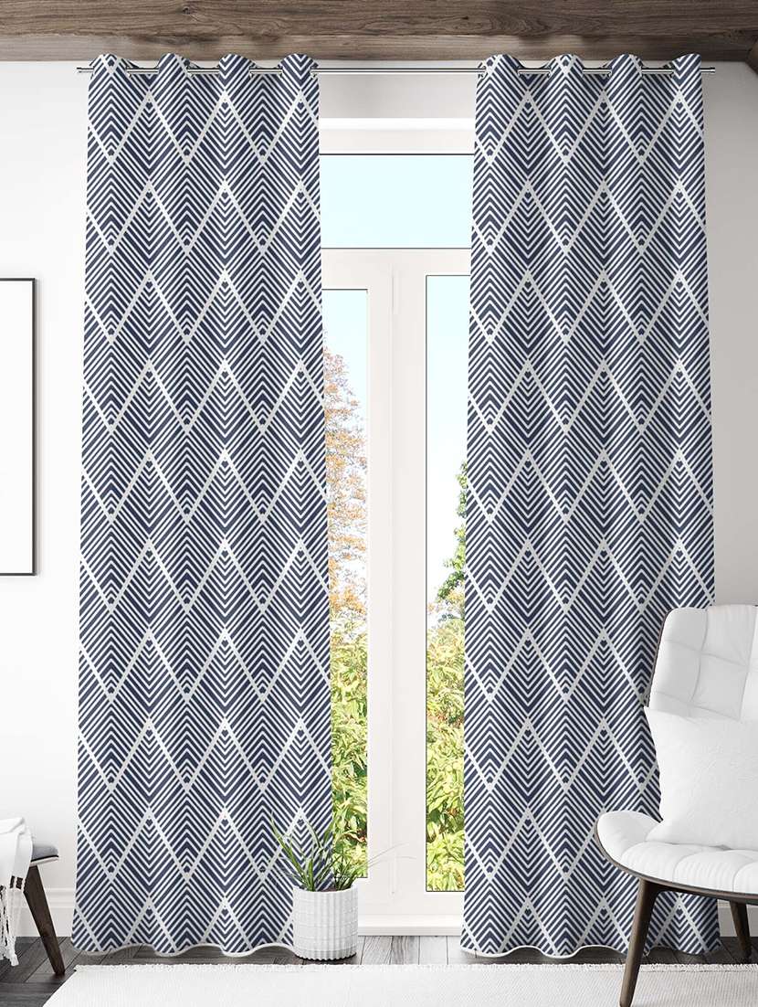 blue printed curtain - 21506199 -  Zoom Image - 0