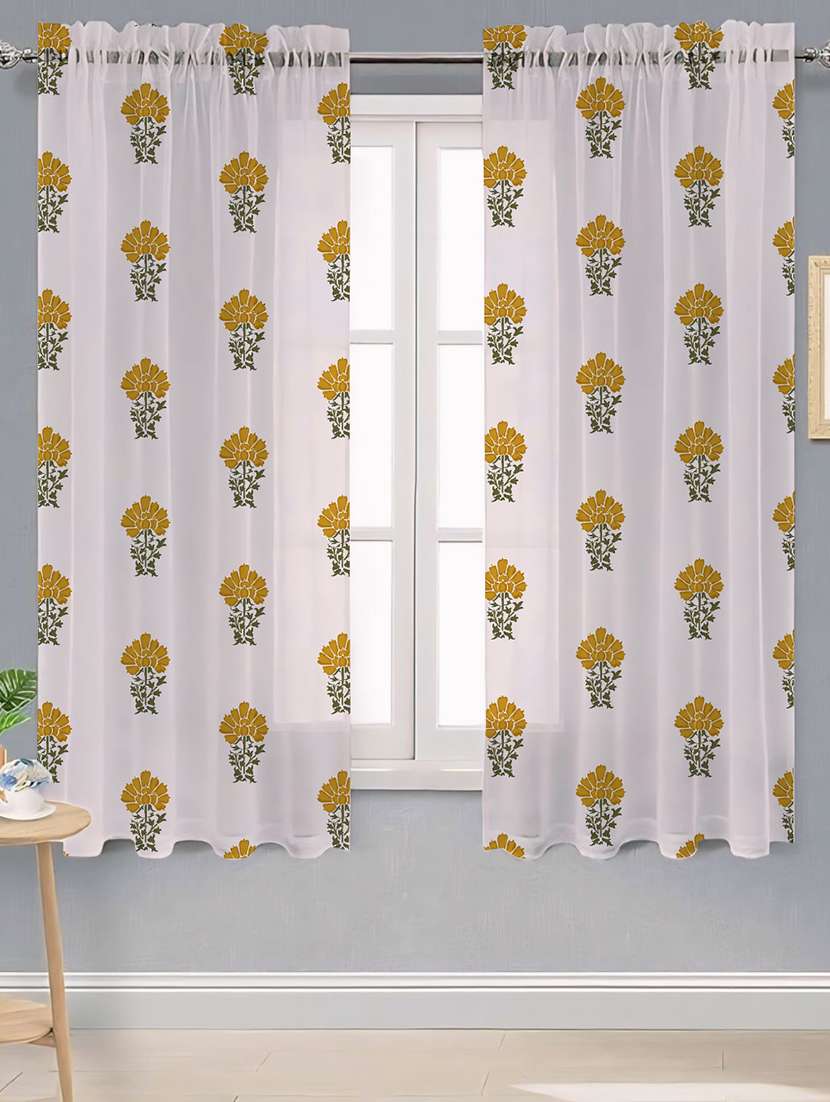 white printed curtains - 21506214 -  Zoom Image - 0