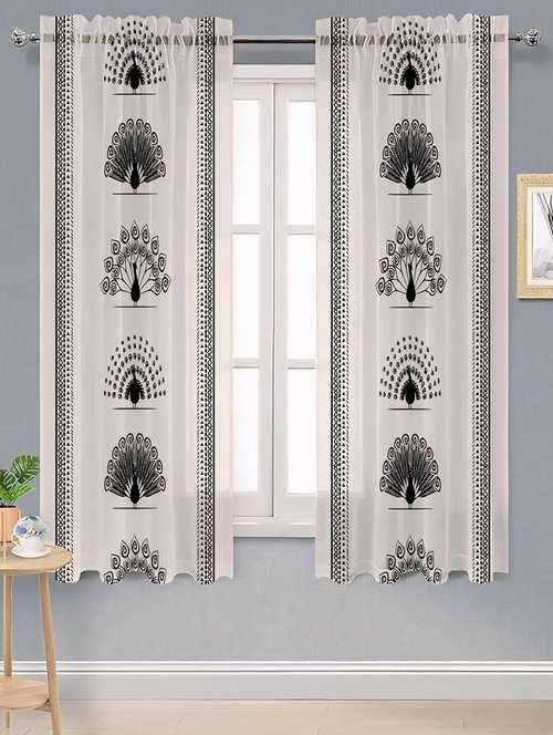 white printed curtains - 21506220 -  Standard Image - 0