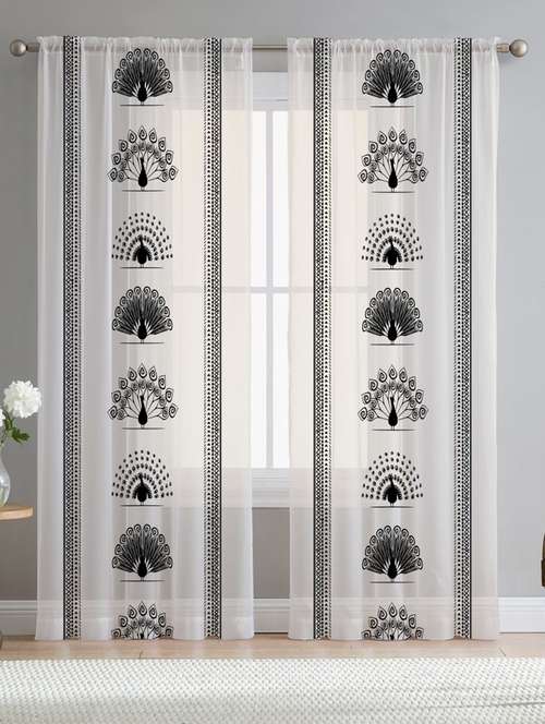 white printed curtains - 21506221 -  Standard Image - 0