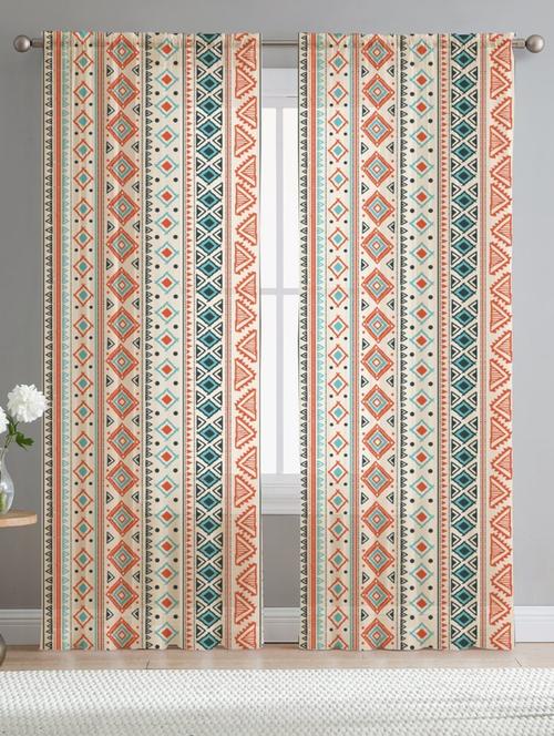 multi coloured printed curtains - 21506228 - Standard Image - 0