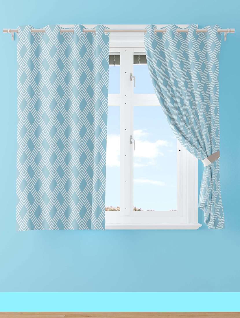 blue printed curtain