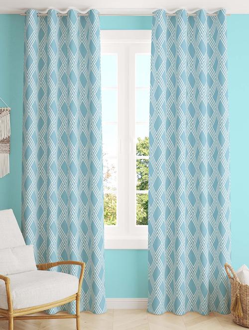 light blue printed curtain - 21506232 - Standard Image - 0
