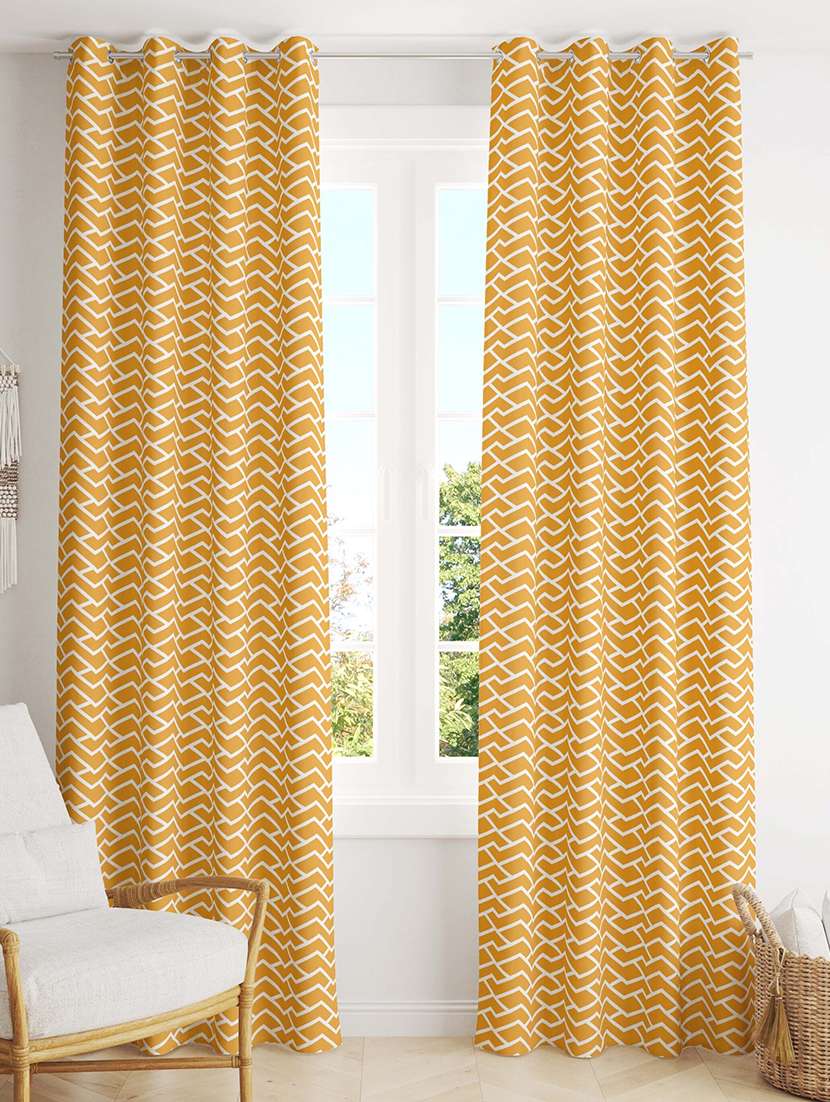 yellow printed curtains
