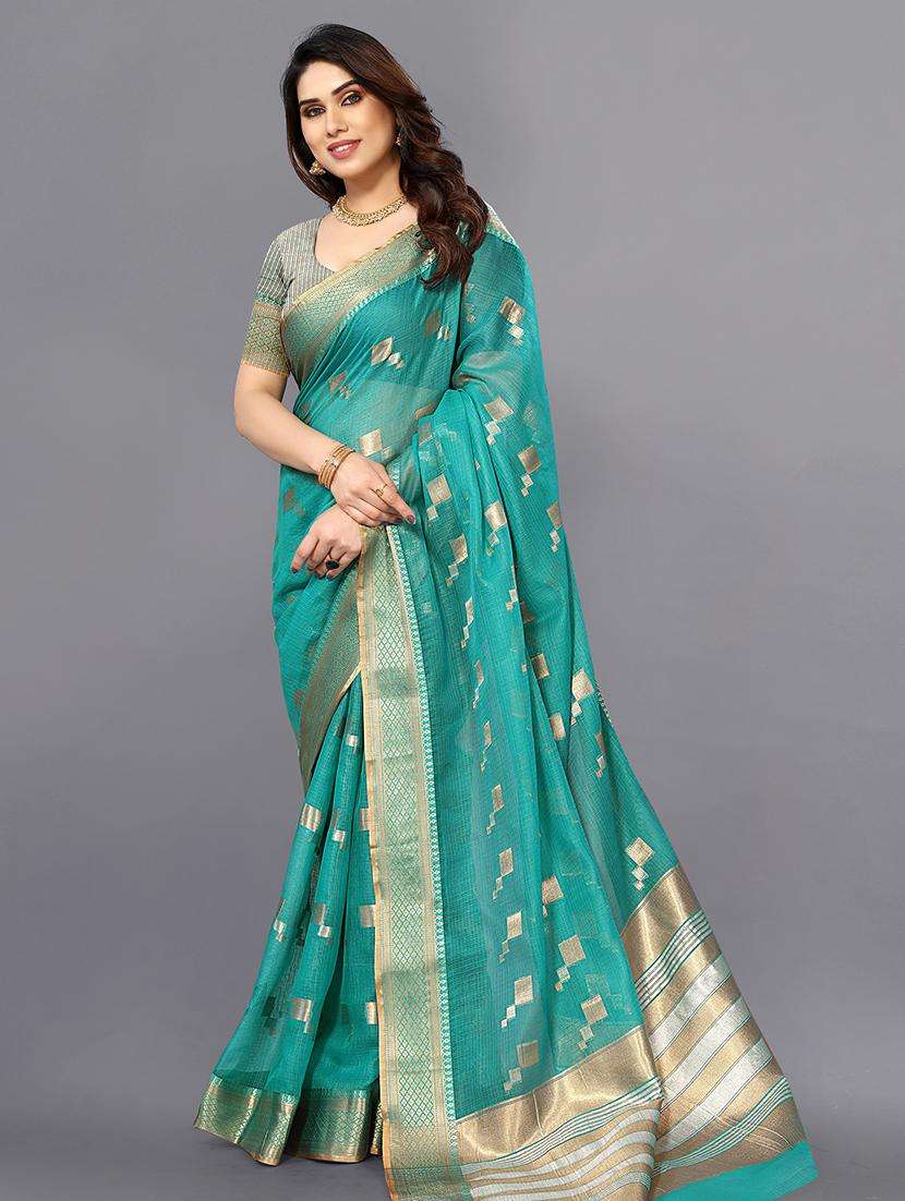 women self-designed bordered saree with blouse