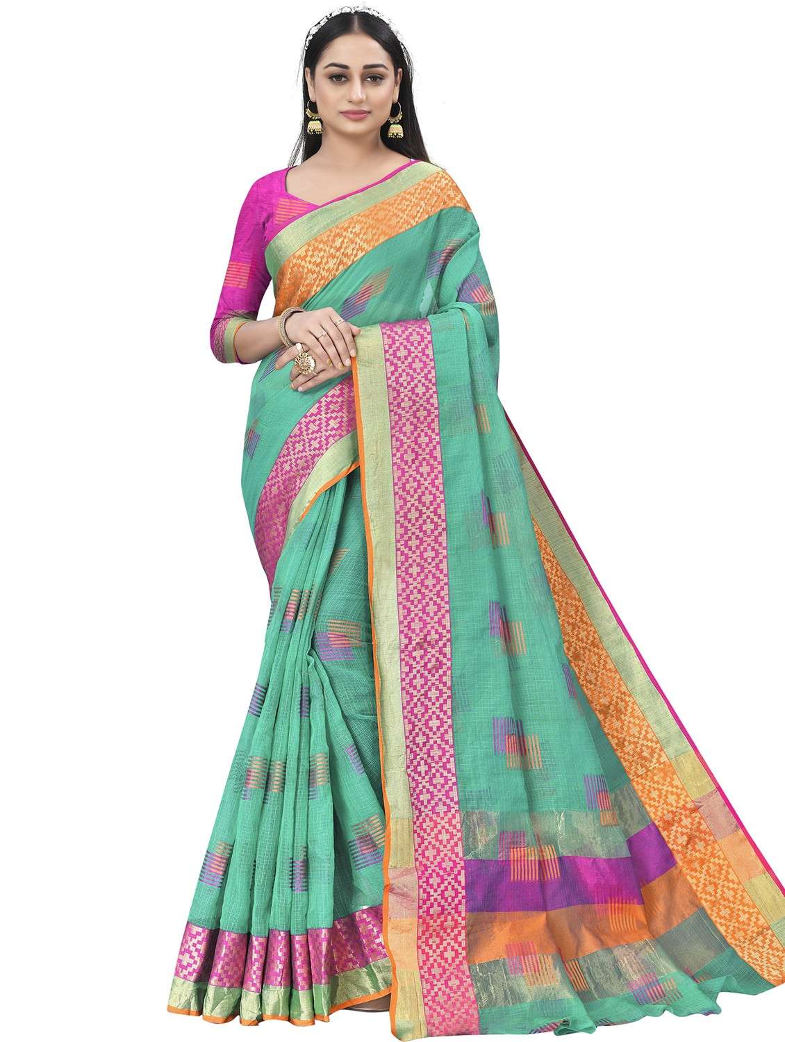 women self-designed kota doria saree with blouse - 21506414 - Zoom Image - 0