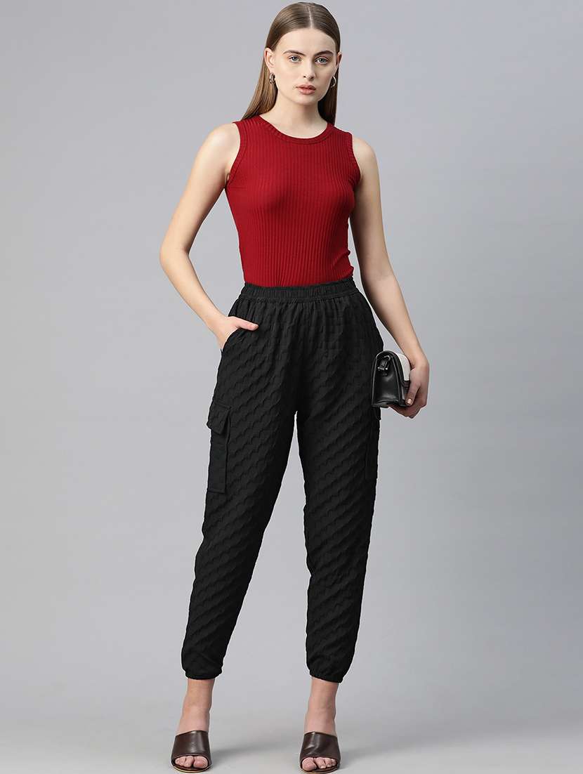 women black self design cargo pants - 21506867 - Standard Image - 3