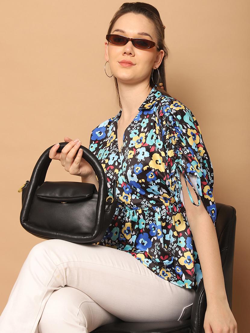 women black printed peplum top - 21506881 - Standard Image - 3