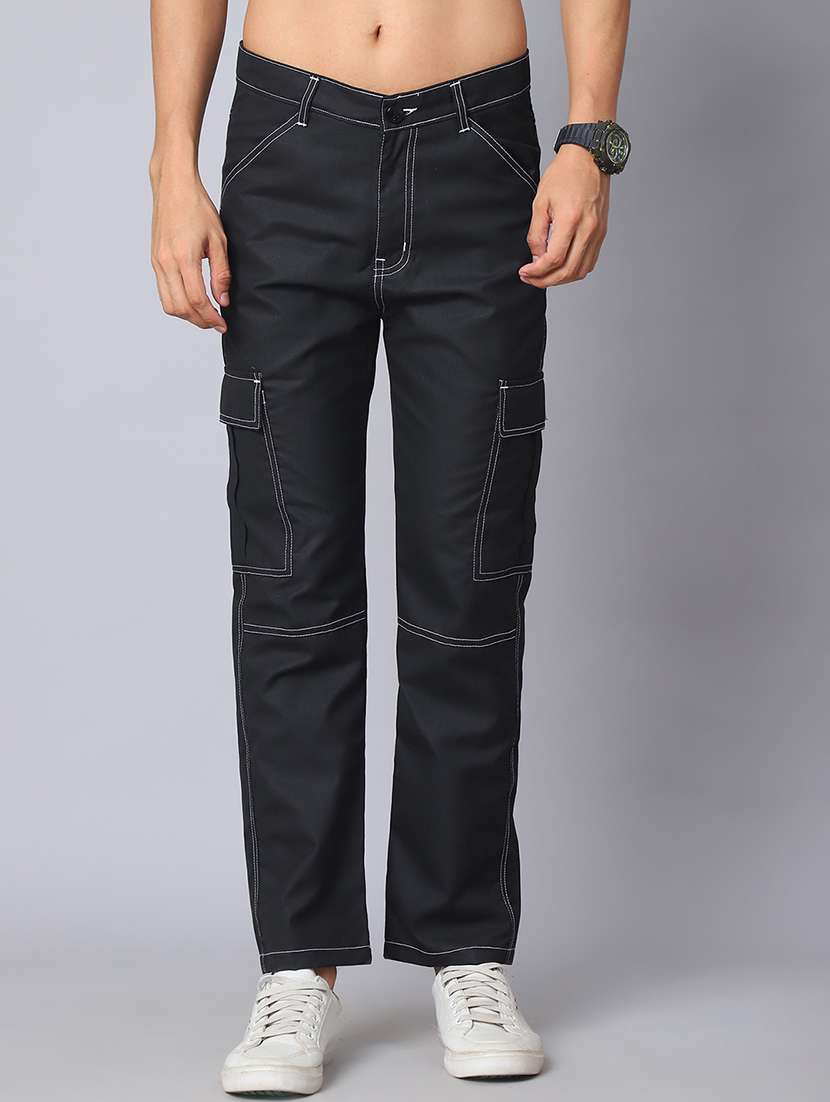men black cotton blend cargo pants